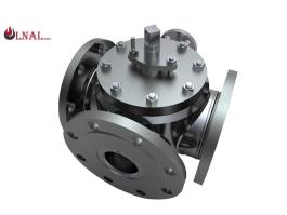 Stainless Steel 3 Way Ball Valve, Flange Ends, Manual Lever Operated, for Flow Diversion and Mixing